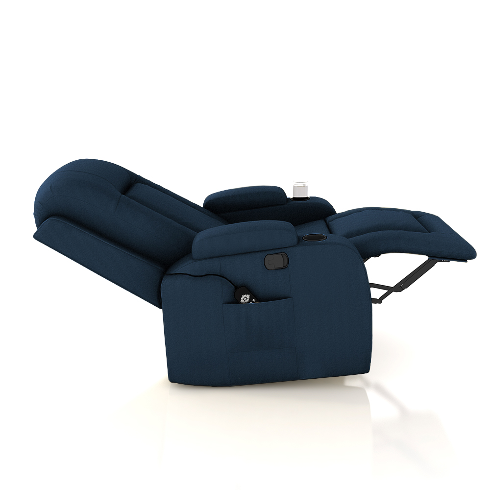 Poltrona do Papai Reclinável Giratória e Balanço Sala de Cinema Crihs com Massagem e Aquecimento PU Azul G23 - Gran Belo
