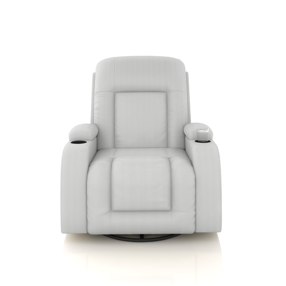 Poltrona do Papai Reclinável Giratória e Balanço Sala de Cinema Crihs com Massagem e Aquecimento PU Branco G23 - Gran Belo