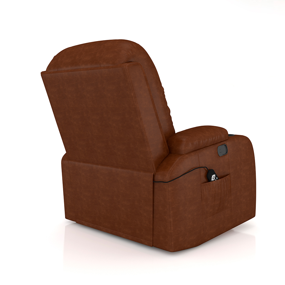 Poltrona do Papai Reclinável Giratória e Balanço Sala de Cinema Crihs com Massagem e Aquecimento PU Caramelo Brilho G23 - Gran Belo