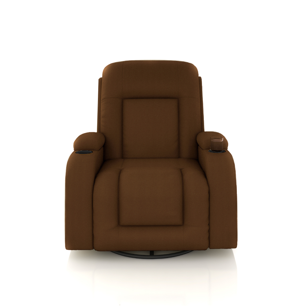 Poltrona do Papai Reclinável Giratória e Balanço Sala de Cinema Crihs com Massagem e Aquecimento PU Caramelo G23 - Gran Belo