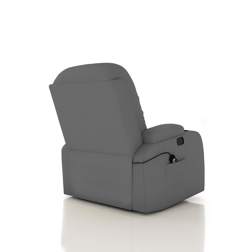 Poltrona do Papai Reclinável Giratória e Balanço Sala de Cinema Crihs com Massagem e Aquecimento PU Cinza G23 - Gran Belo
