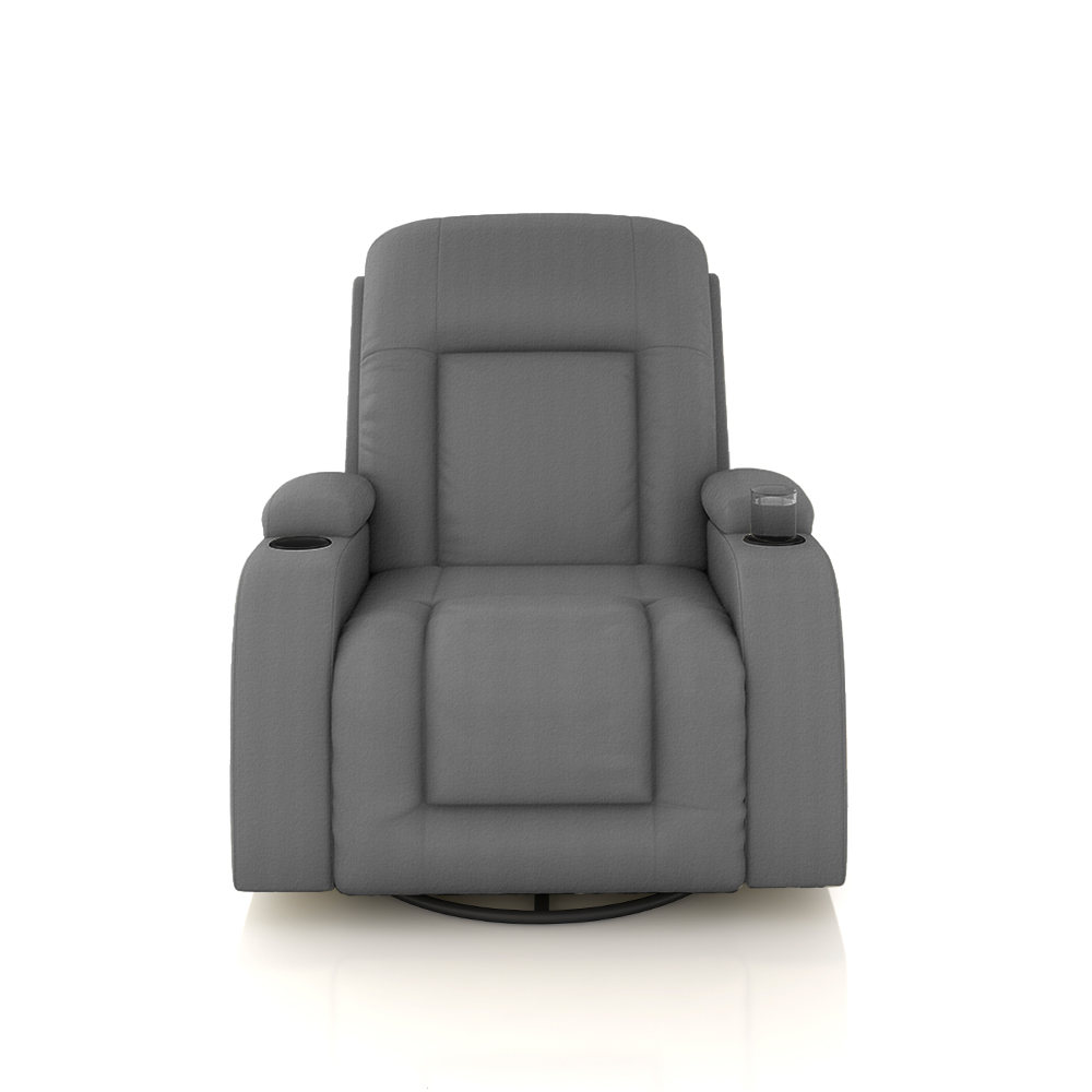 Poltrona do Papai Reclinável Giratória e Balanço Sala de Cinema Crihs com Massagem e Aquecimento PU Cinza G23 - Gran Belo