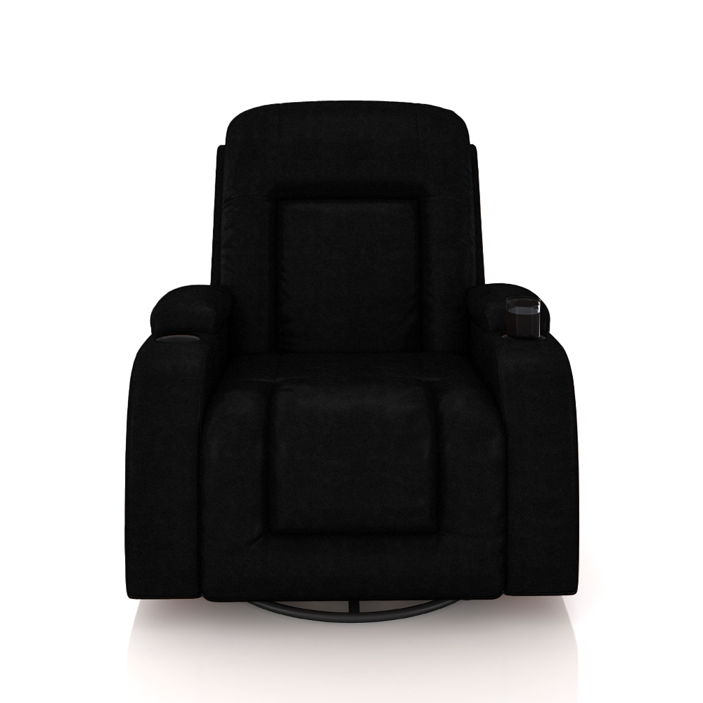 Poltrona do Papai Reclinável Giratória e Balanço Sala de Cinema Crihs com Massagem e Aquecimento PU Preto Brilho G23 - Gran Belo