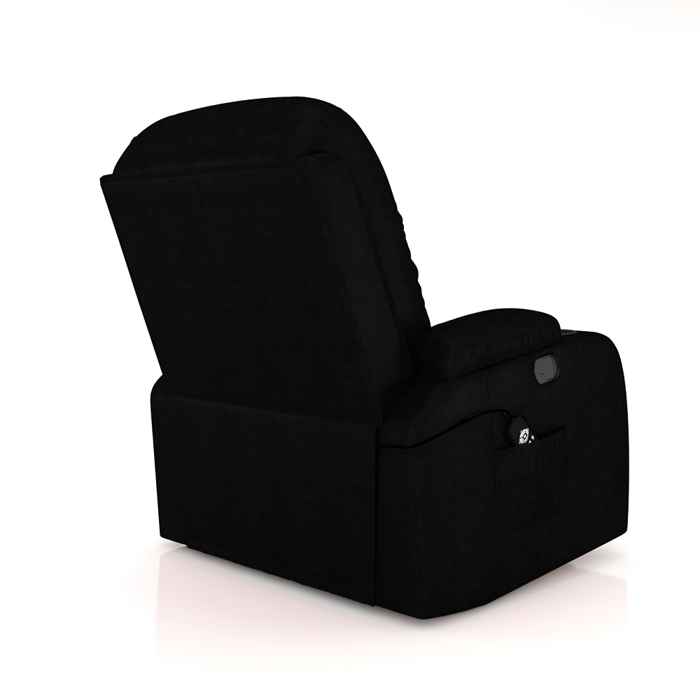 Poltrona do Papai Reclinável Giratória e Balanço Sala de Cinema Crihs com Massagem e Aquecimento PU Preto Brilho G23 - Gran Belo