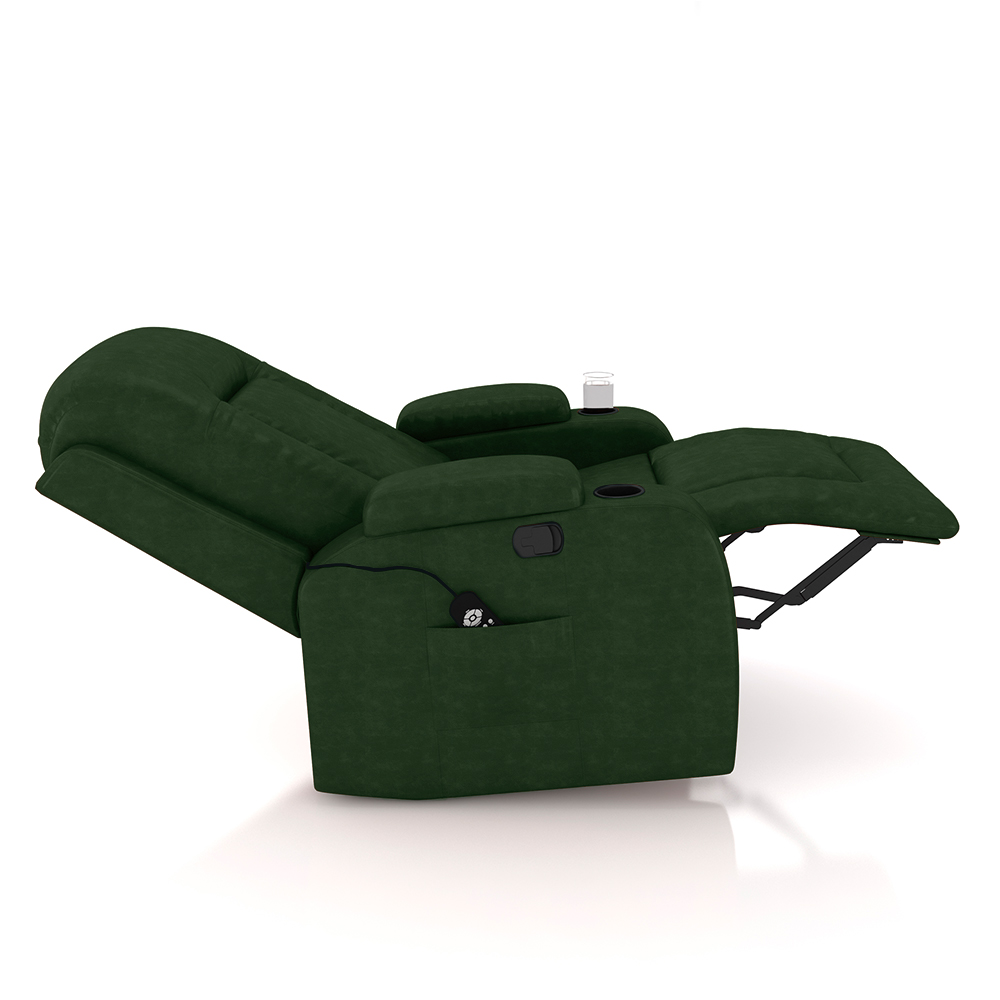 Poltrona do Papai Reclinável Giratória e Balanço Sala de Cinema Crihs com Massagem e Aquecimento PU Verde G23 - Gran Belo
