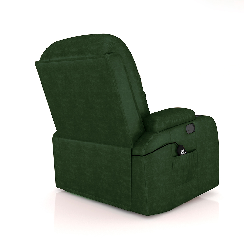 Poltrona do Papai Reclinável Giratória e Balanço Sala de Cinema Crihs com Massagem e Aquecimento PU Verde G23 - Gran Belo