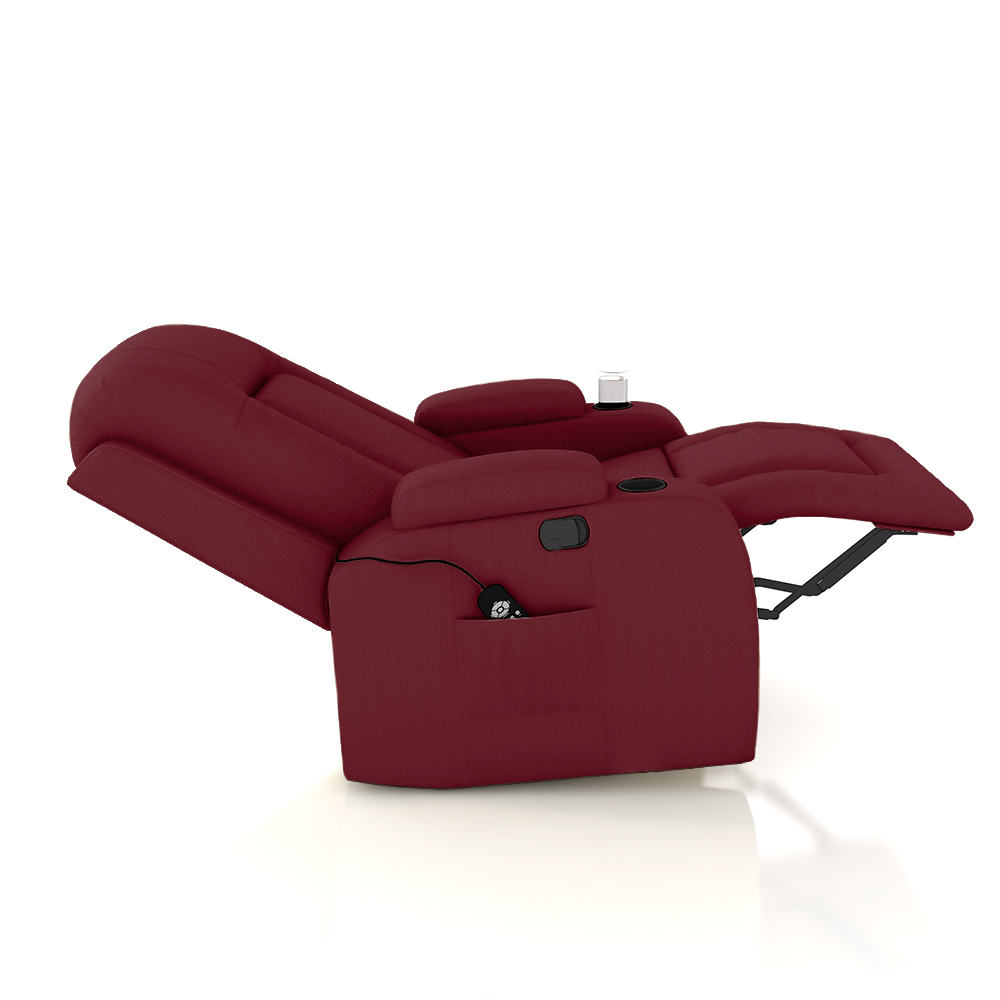 Poltrona do Papai Reclinável Giratória e Balanço Sala de Cinema Crihs com Massagem e Aquecimento PU Vermelho G23 - Gran Belo