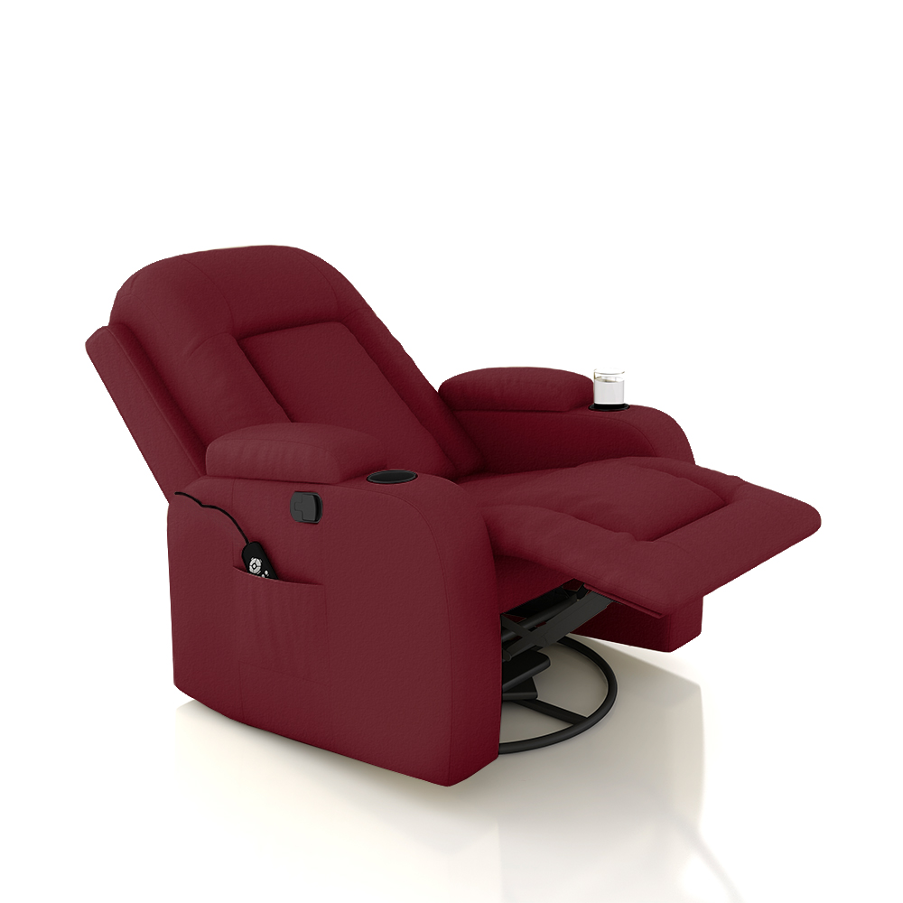 Poltrona do Papai Reclinável Giratória e Balanço Sala de Cinema Crihs com Massagem e Aquecimento PU Vermelho G23 - Gran Belo