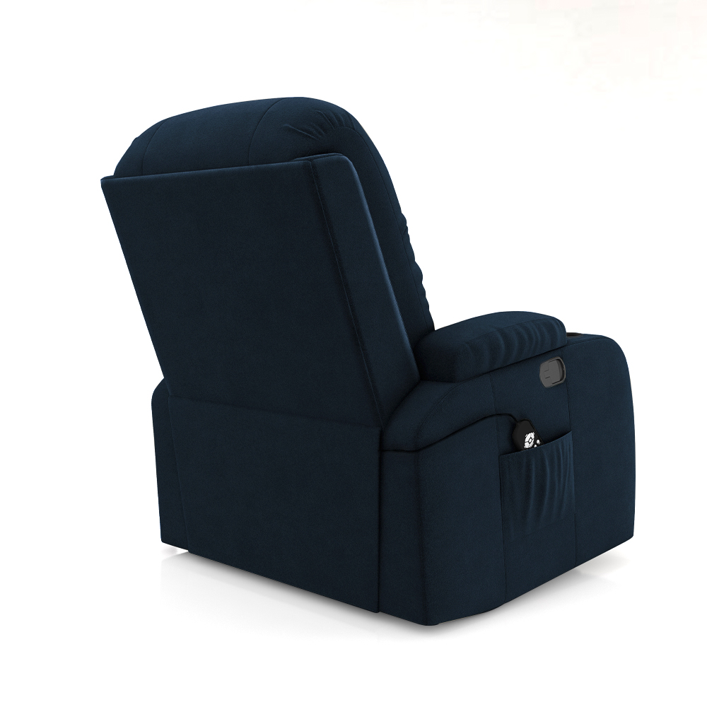 Poltrona do Papai Reclinável Giratória e Balanço Sala de Cinema Crihs com Massagem e Aquecimento Veludo Azul G23 - Gran Belo