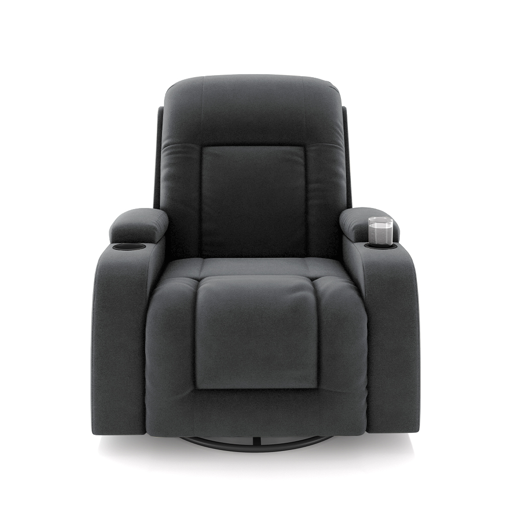 Poltrona do Papai Reclinável Giratória e Balanço Sala de Cinema Crihs com Massagem e Aquecimento Veludo Cinza G23 - Gran Belo
