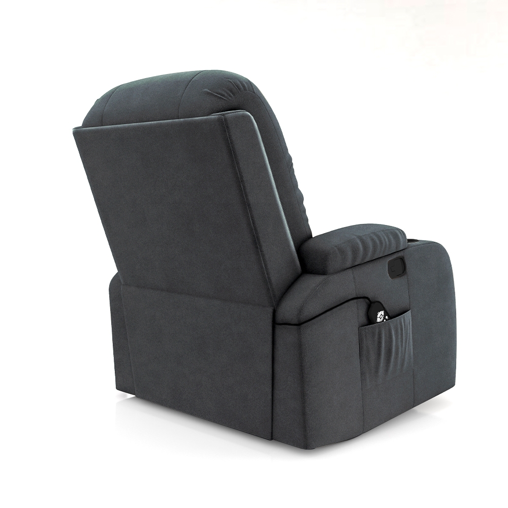 Poltrona do Papai Reclinável Giratória e Balanço Sala de Cinema Crihs com Massagem e Aquecimento Veludo Cinza G23 - Gran Belo