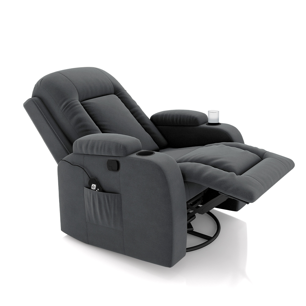 Poltrona do Papai Reclinável Giratória e Balanço Sala de Cinema Crihs com Massagem e Aquecimento Veludo Cinza G23 - Gran Belo