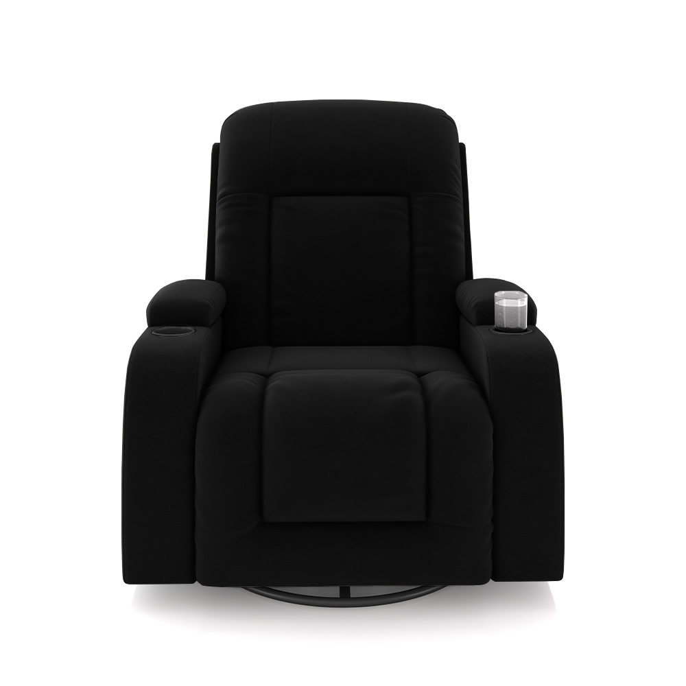 Poltrona do Papai Reclinável Giratória e Balanço Sala de Cinema Crihs com Massagem e Aquecimento Veludo Preto G23 - Gran Belo