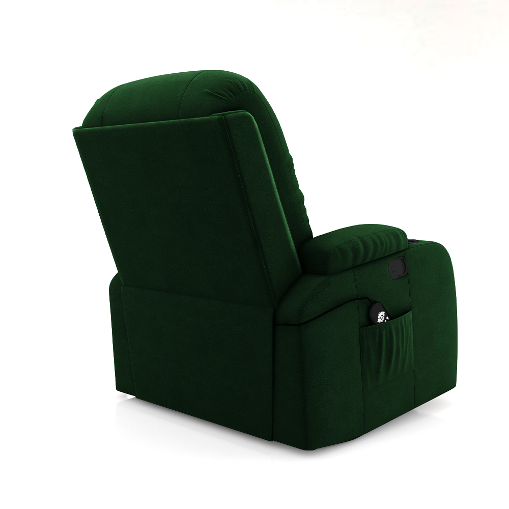 Poltrona do Papai Reclinável Giratória e Balanço Sala de Cinema Crihs com Massagem e Aquecimento Veludo Verde Esmeralda G23 - Gran Belo