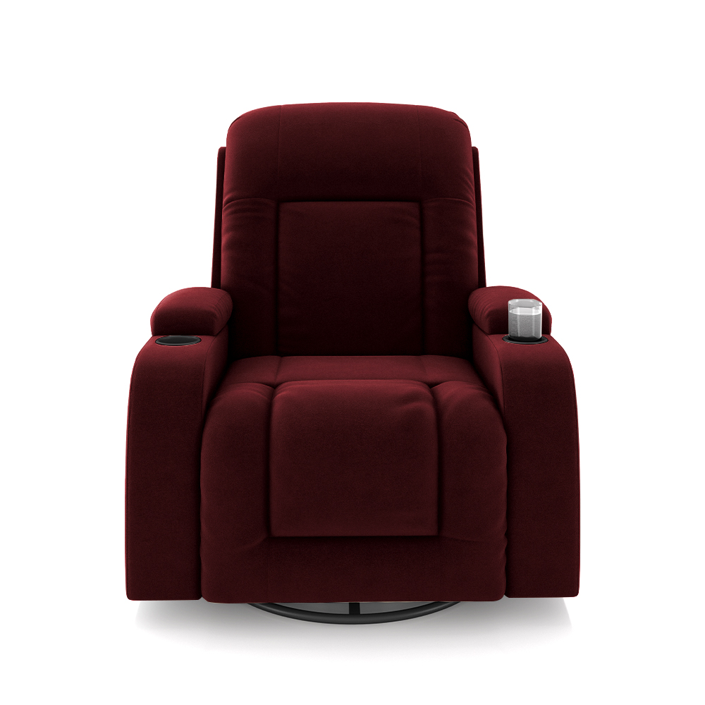 Poltrona do Papai Reclinável Giratória e Balanço Sala de Cinema Crihs com Massagem e Aquecimento Veludo Vinho G23 - Gran Belo
