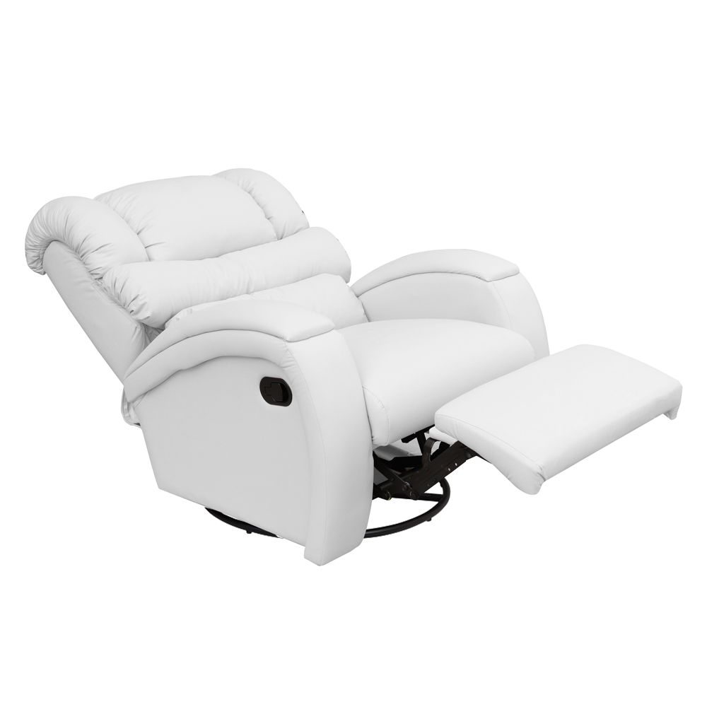 Poltrona do Papai Reclinável Giratória e Balanço Zero Wall com Gatilho Oasis PU Sintético Branco G23 - Gran Belo
