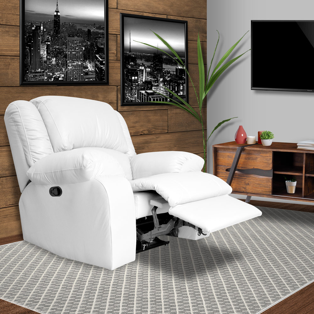 Poltrona do Papai Reclinável Manual Magnum PU Sintético Branco G23 - Gran Belo