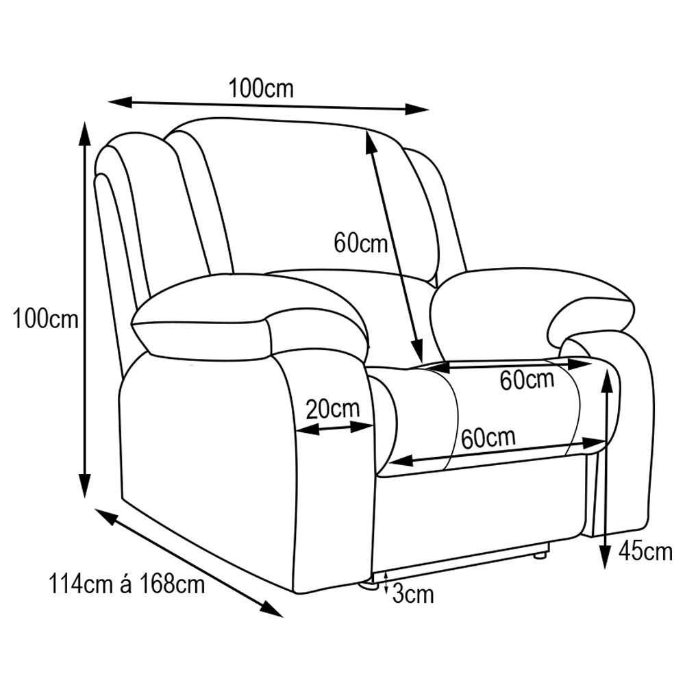 Poltrona do Papai Reclinável Manual Magnum PU Sintético Branco G23 - Gran Belo