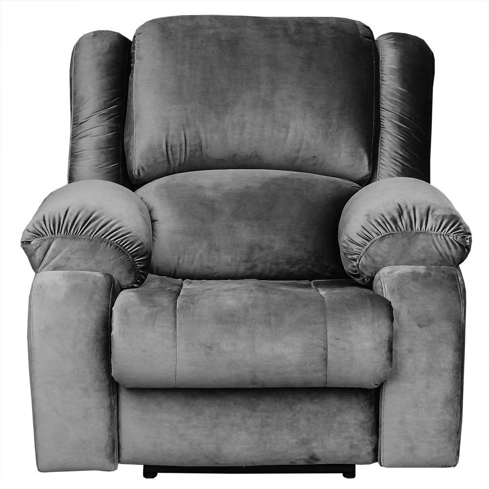 Poltrona do Papai Reclinável Manual Magnum Veludo Cinza G23 - Gran Belo
