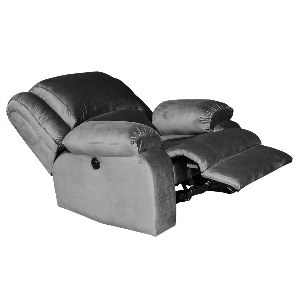 Poltrona do Papai Reclinável Manual Magnum Veludo Cinza G23 - Gran Belo