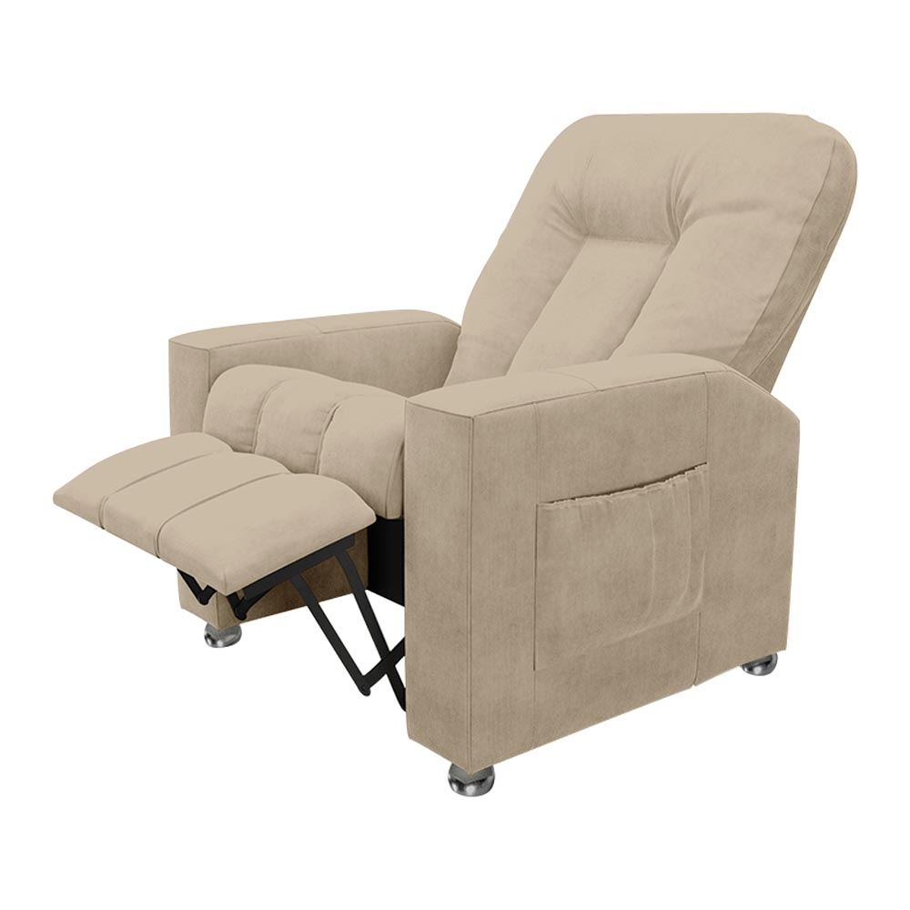 Poltrona do Papai Reclinável Pequim Suede Bege G23 - Gran Belo