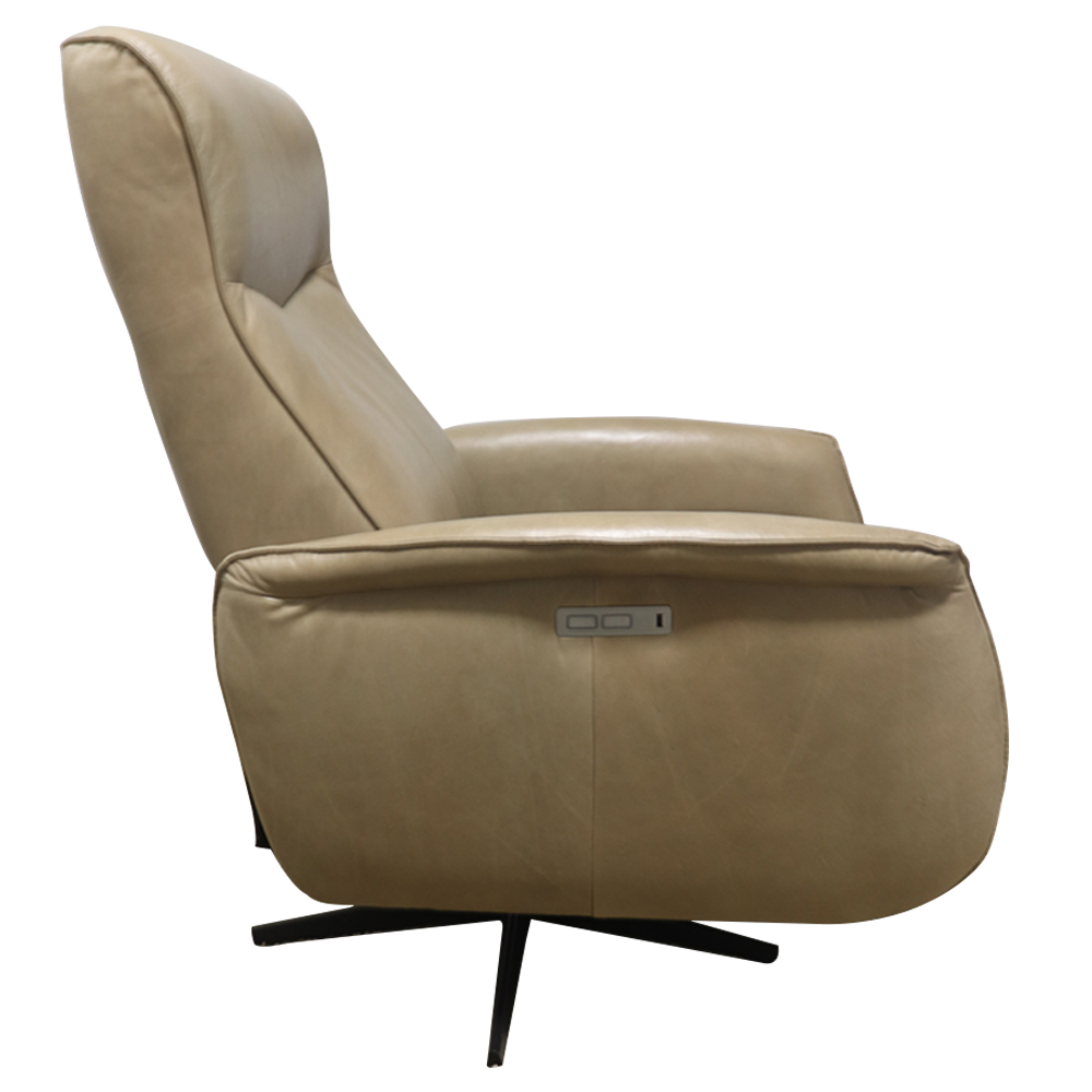 Poltrona do Papai Reclinável Power Elétrica Conde Giratória com USB Couro Capuccino G76 - Gran Belo