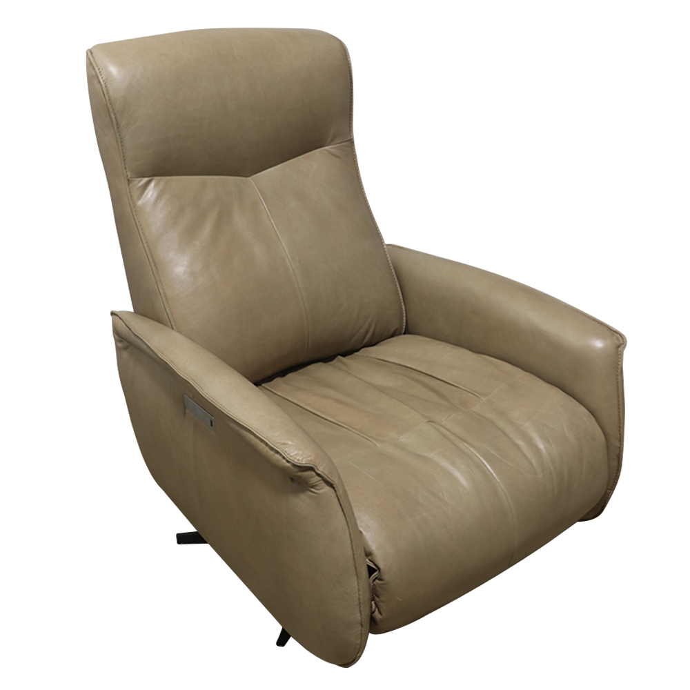 Poltrona do Papai Reclinável Retrátil Botão Elétrica Conde Giratória USB Couro Capuccino G76 - Gran Belo