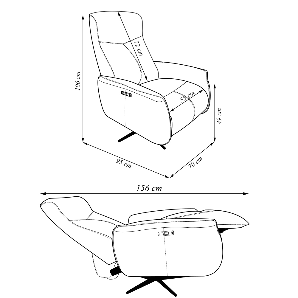 Poltrona do Papai Reclinável Retrátil Botão Elétrica Conde Giratória USB Couro Caramelo G76 - Gran Belo