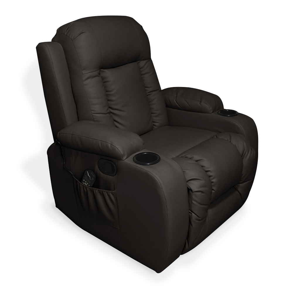 Poltrona do Papai Reclinável Sala de Cinema Austin Balanço Giratória PU Marrom G31 - Gran Belo