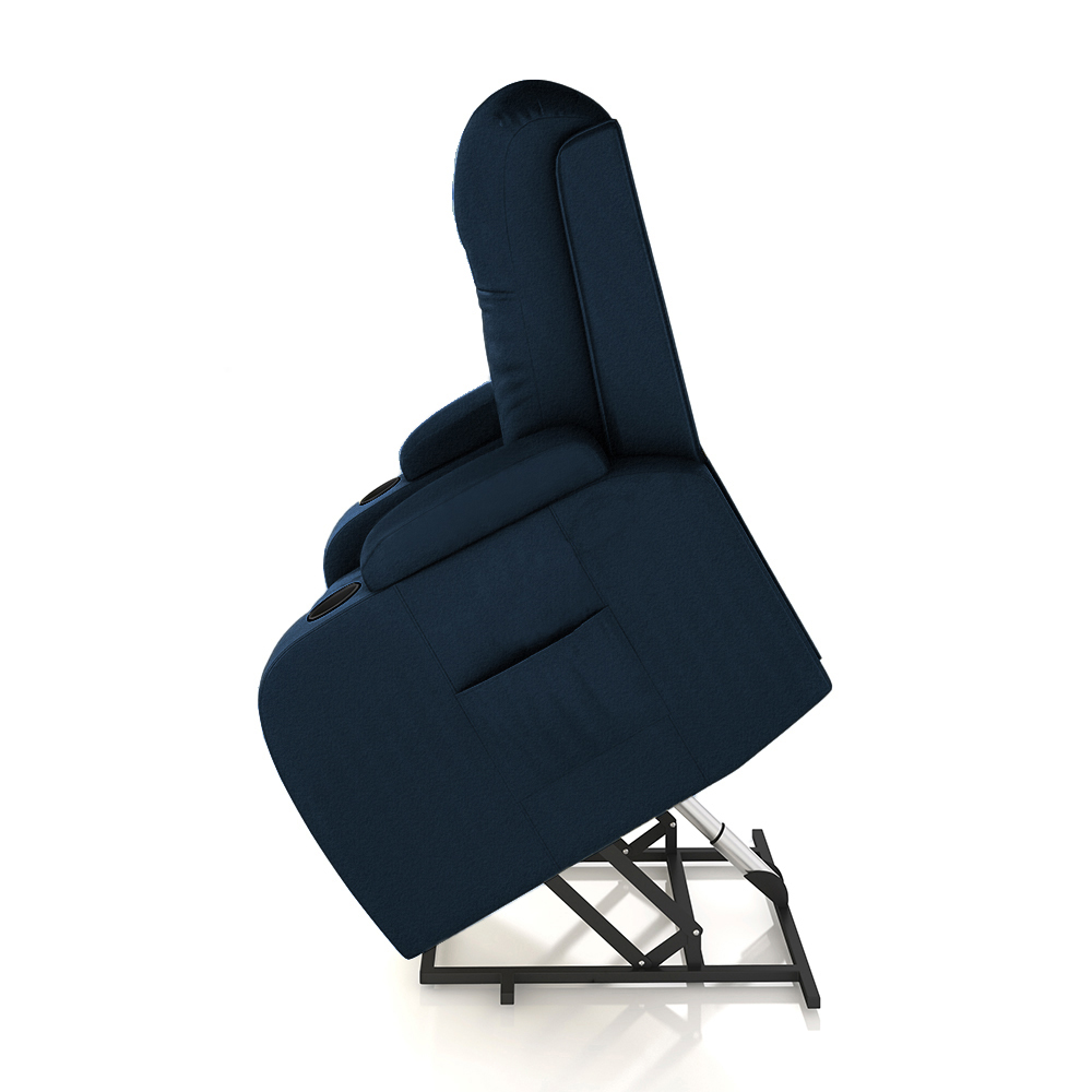 Poltrona do Papai Reclinável Sala de Cinema Crihs Elétrica Lift Elevação PU Azul G23 - Gran Belo