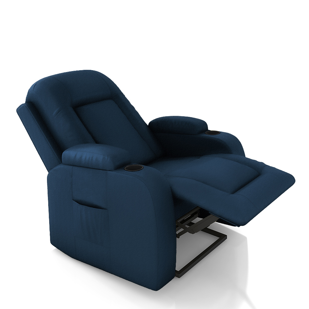 Poltrona do Papai Reclinável Sala de Cinema Crihs Elétrica Lift Elevação PU Azul G23 - Gran Belo