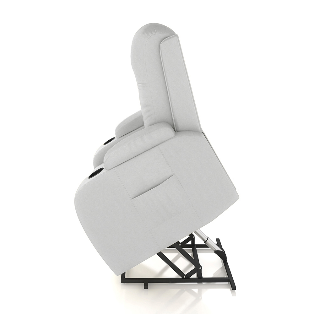 Poltrona do Papai Reclinável Sala de Cinema Crihs Elétrica Lift Elevação PU Branco G23 - Gran Belo