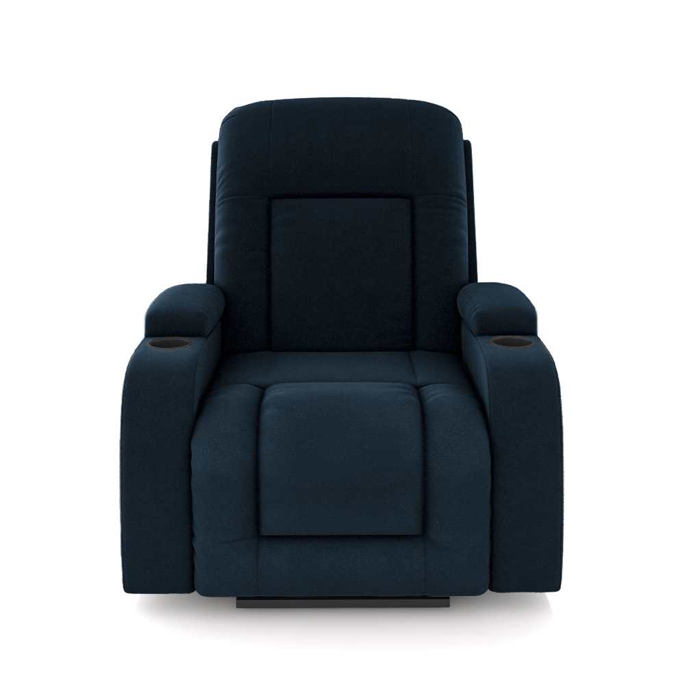 Poltrona do Papai Reclinável Sala de Cinema Crihs Elétrica Lift Elevação Veludo Azul G23 - Gran Belo