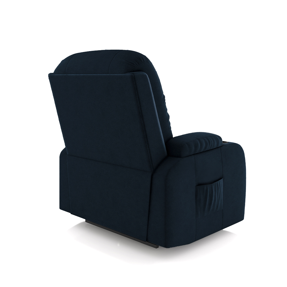 Poltrona do Papai Reclinável Sala de Cinema Crihs Elétrica Lift Elevação Veludo Azul G23 - Gran Belo