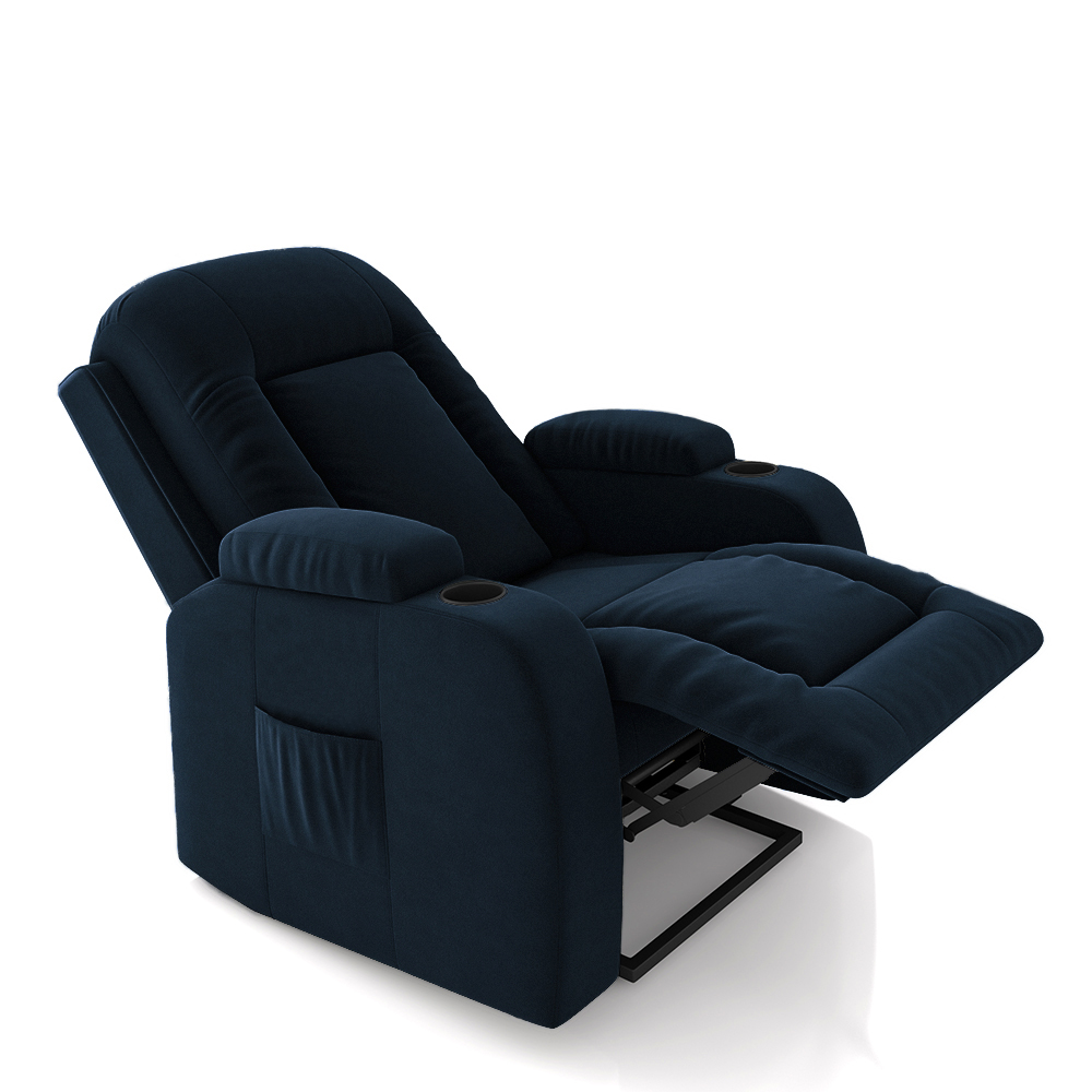 Poltrona do Papai Reclinável Sala de Cinema Crihs Elétrica Lift Elevação Veludo Azul G23 - Gran Belo