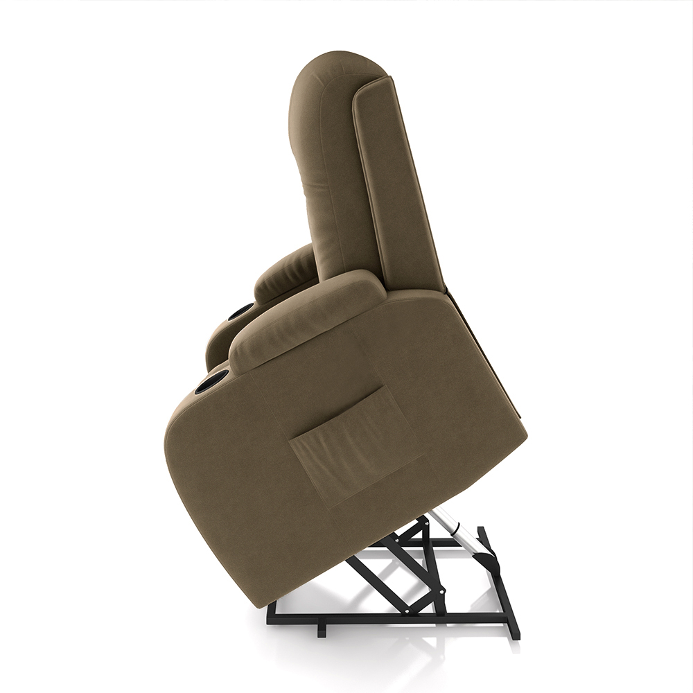 Poltrona do Papai Reclinável Sala de Cinema Crihs Elétrica Lift Elevação Veludo Castor G23 - Gran Belo