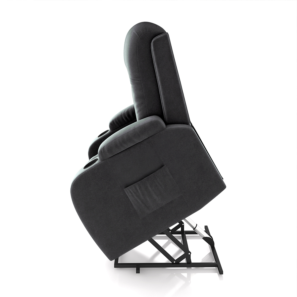 Poltrona do Papai Reclinável Sala de Cinema Crihs Elétrica Lift Elevação Veludo Cinza G23 - Gran Belo