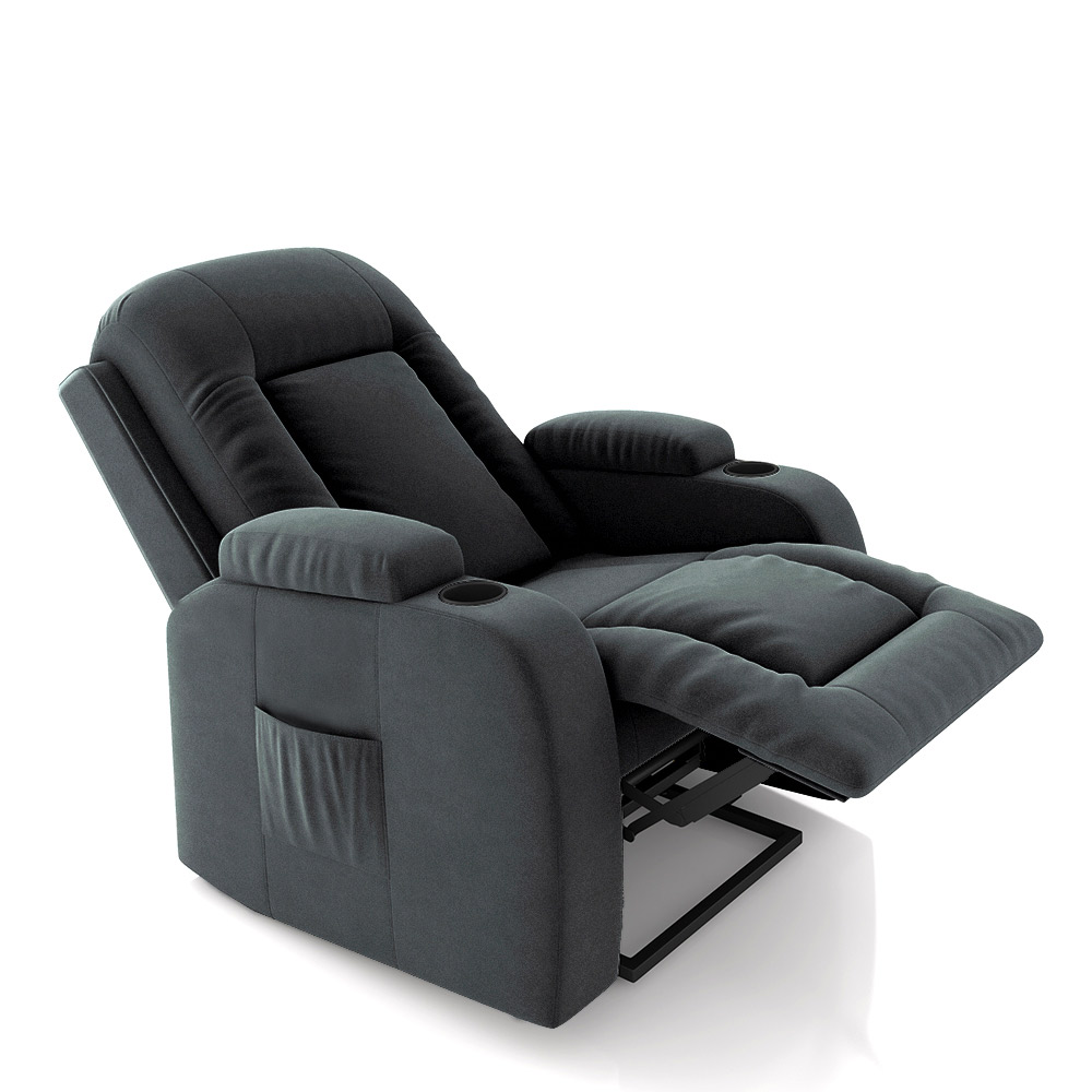 Poltrona do Papai Reclinável Sala de Cinema Crihs Elétrica Lift Elevação Veludo Cinza G23 - Gran Belo