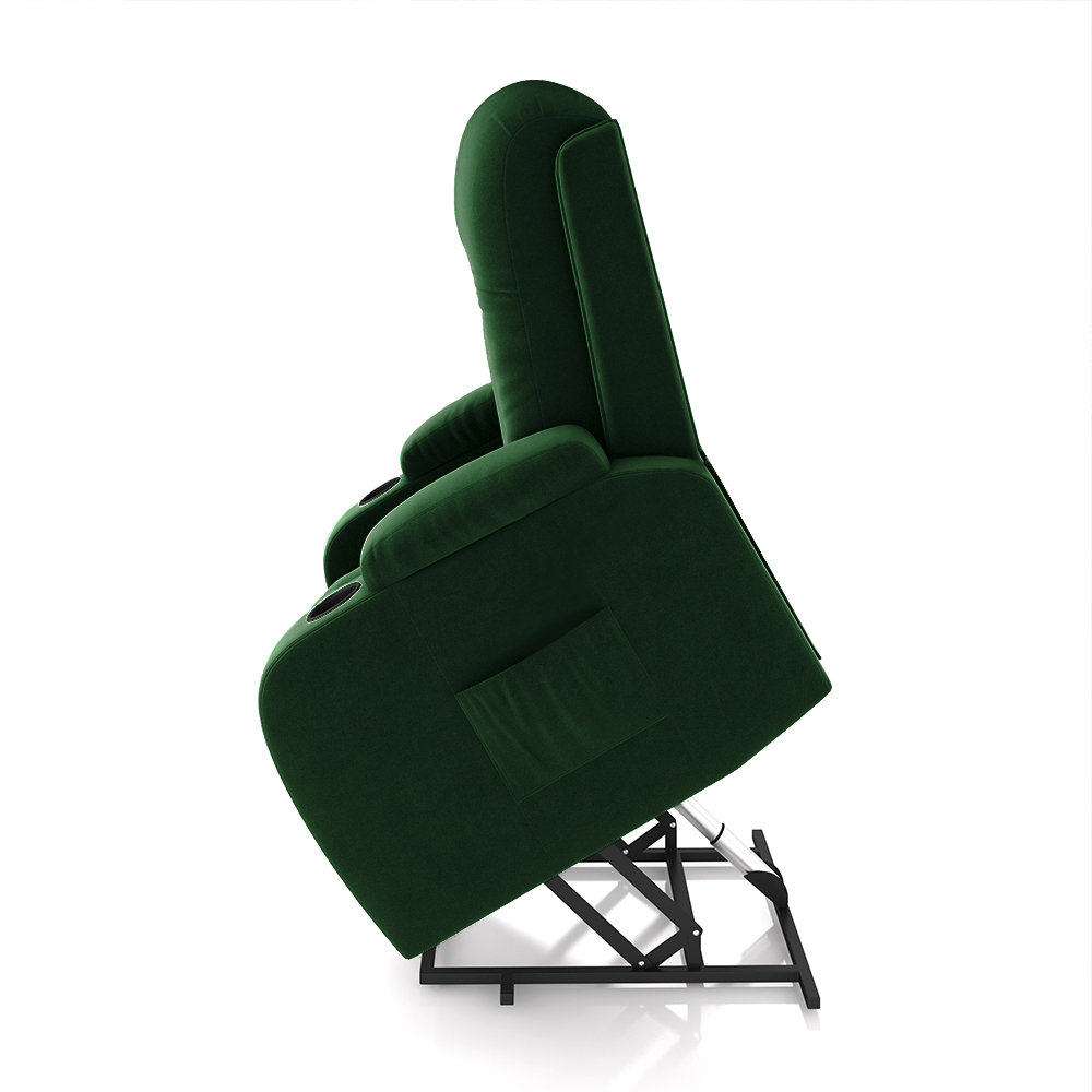 Poltrona do Papai Reclinável Sala de Cinema Crihs Elétrica Lift Elevação Veludo Verde Esmeralda G23 - Gran Belo