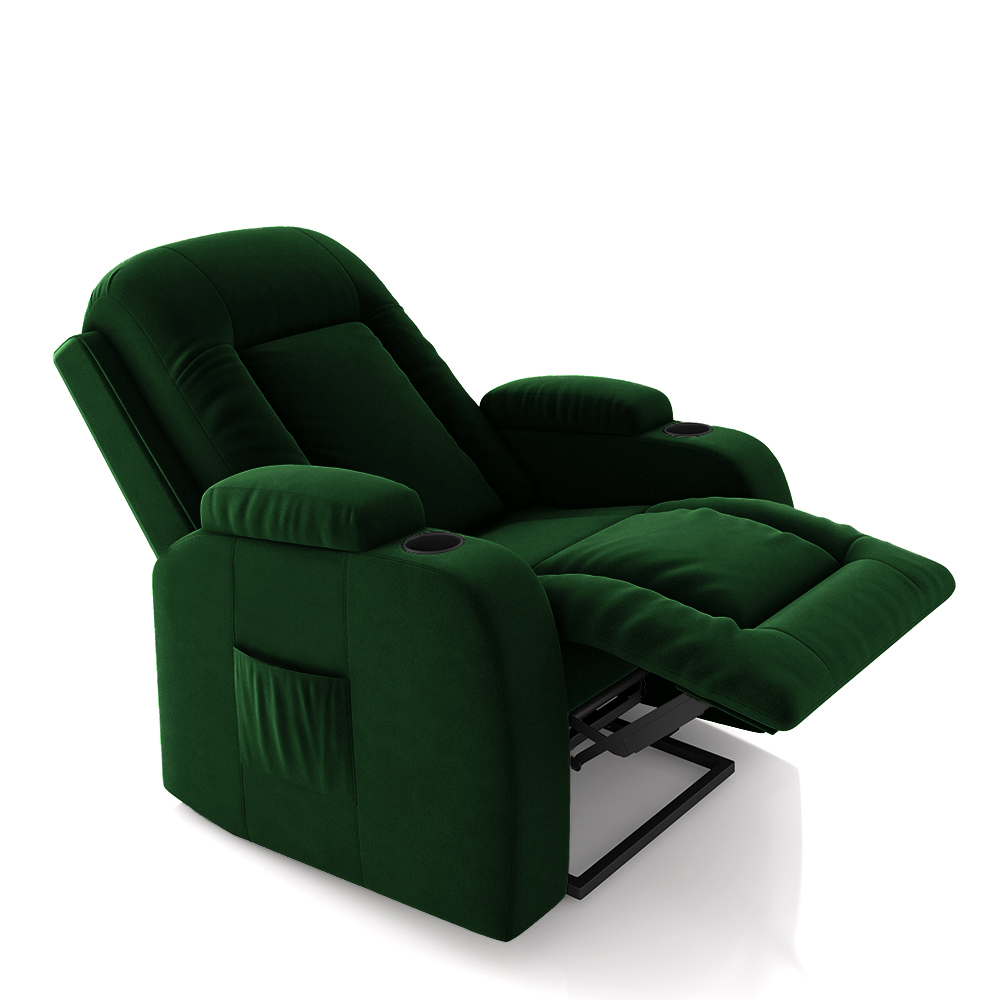 Poltrona do Papai Reclinável Sala de Cinema Crihs Elétrica Lift Elevação Veludo Verde Esmeralda G23 - Gran Belo