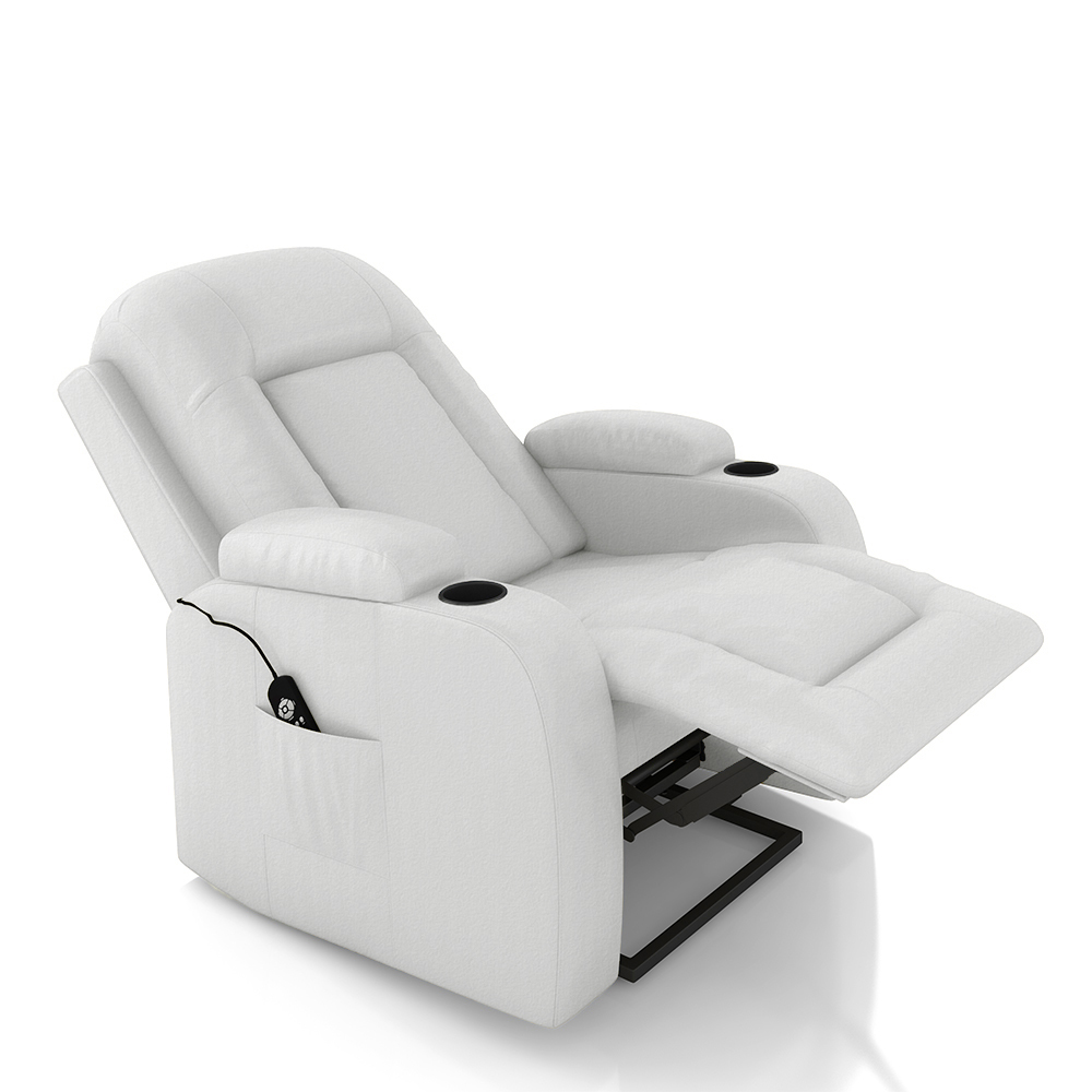 Poltrona do Papai Reclinável Sala de Cinema Crihs LIFT com Massagem e Aquecimento PU Branco G23 - Gran Belo