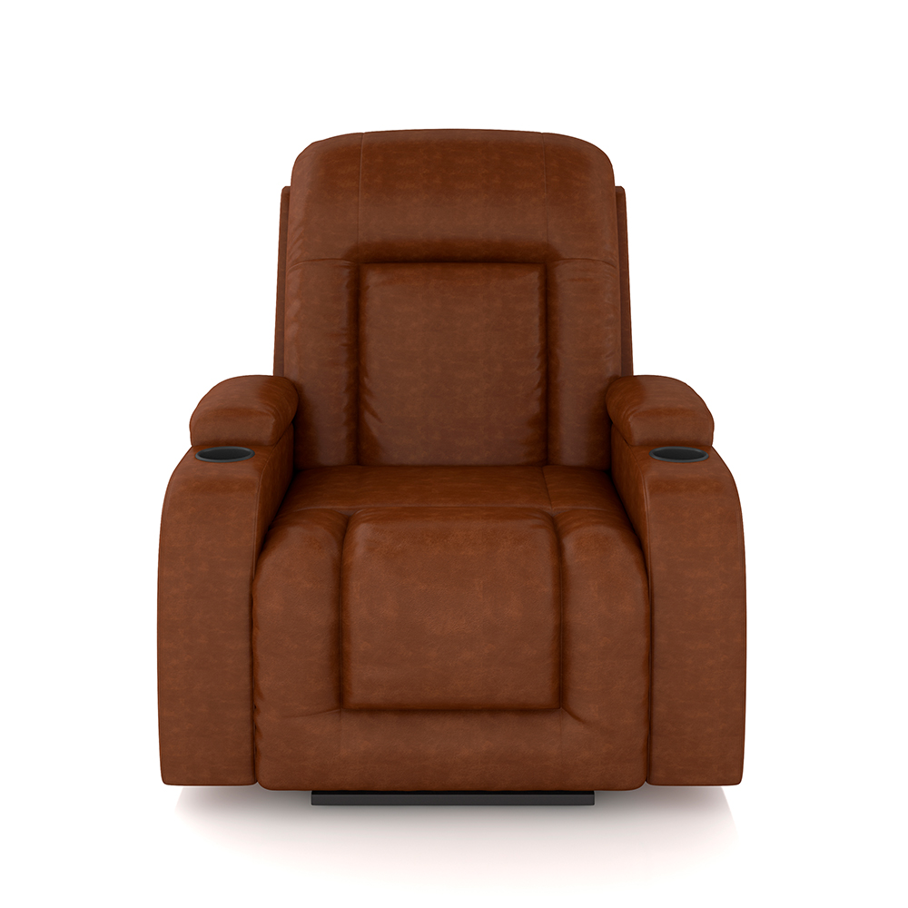 Poltrona do Papai Reclinável Sala de Cinema Crihs LIFT com Massagem e Aquecimento PU Caramelo Brilho G23 - Gran Belo