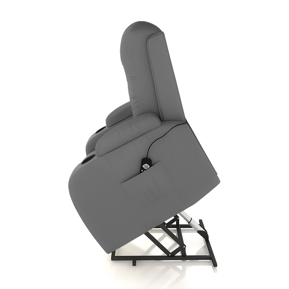 Poltrona do Papai Reclinável Sala de Cinema Crihs LIFT com Massagem e Aquecimento PU Cinza G23 - Gran Belo