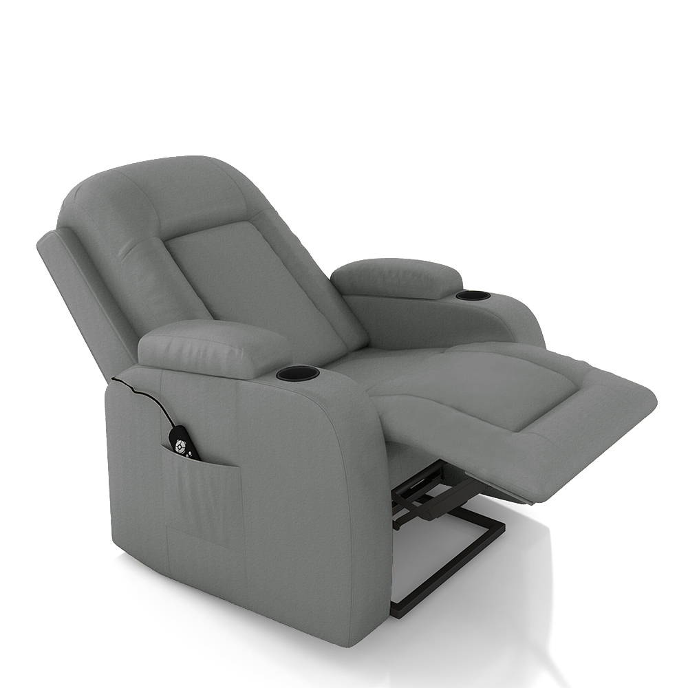 Poltrona do Papai Reclinável Sala de Cinema Crihs LIFT com Massagem e Aquecimento PU Cinza G23 - Gran Belo