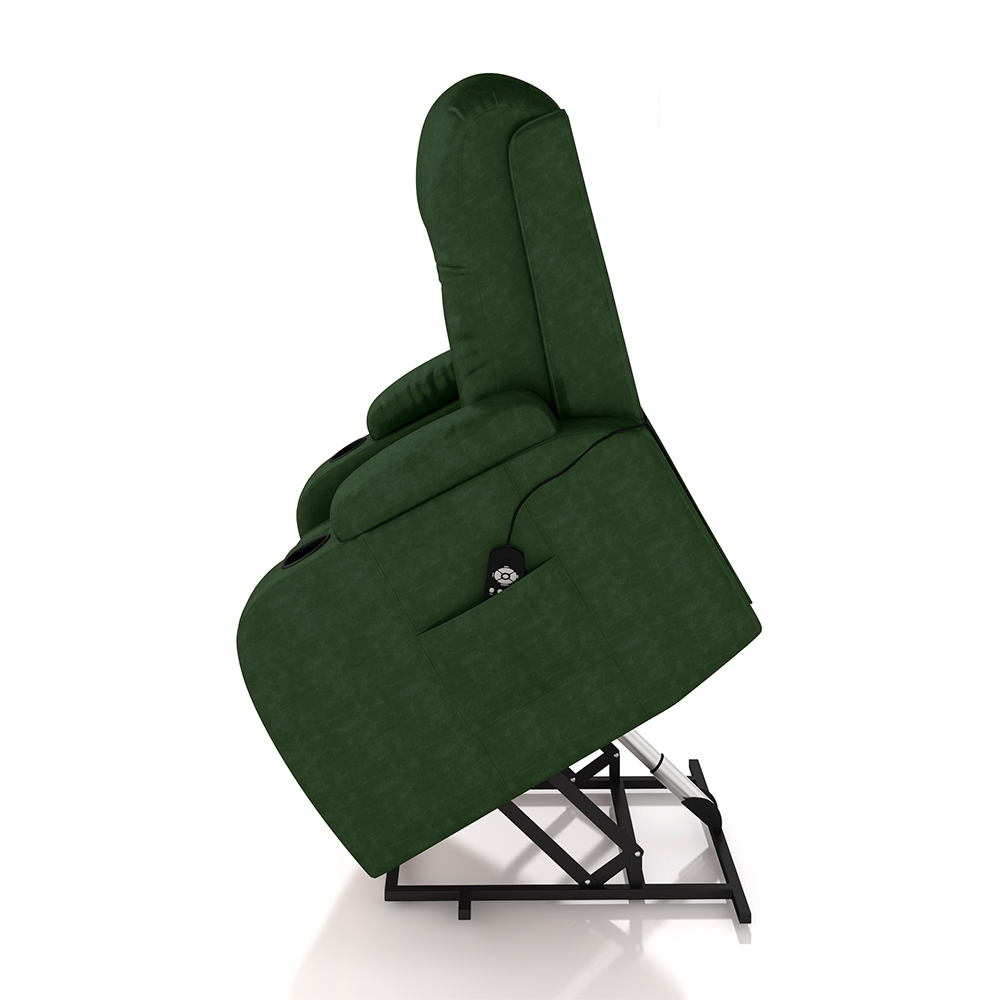 Poltrona do Papai Reclinável Sala de Cinema Crihs LIFT com Massagem e Aquecimento PU Verde G23 - Gran Belo