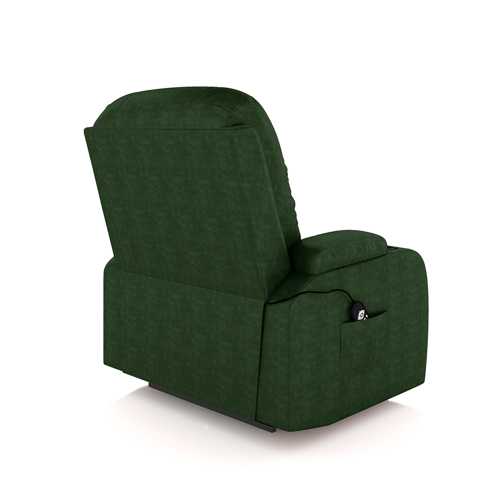 Poltrona do Papai Reclinável Sala de Cinema Crihs LIFT com Massagem e Aquecimento PU Verde G23 - Gran Belo