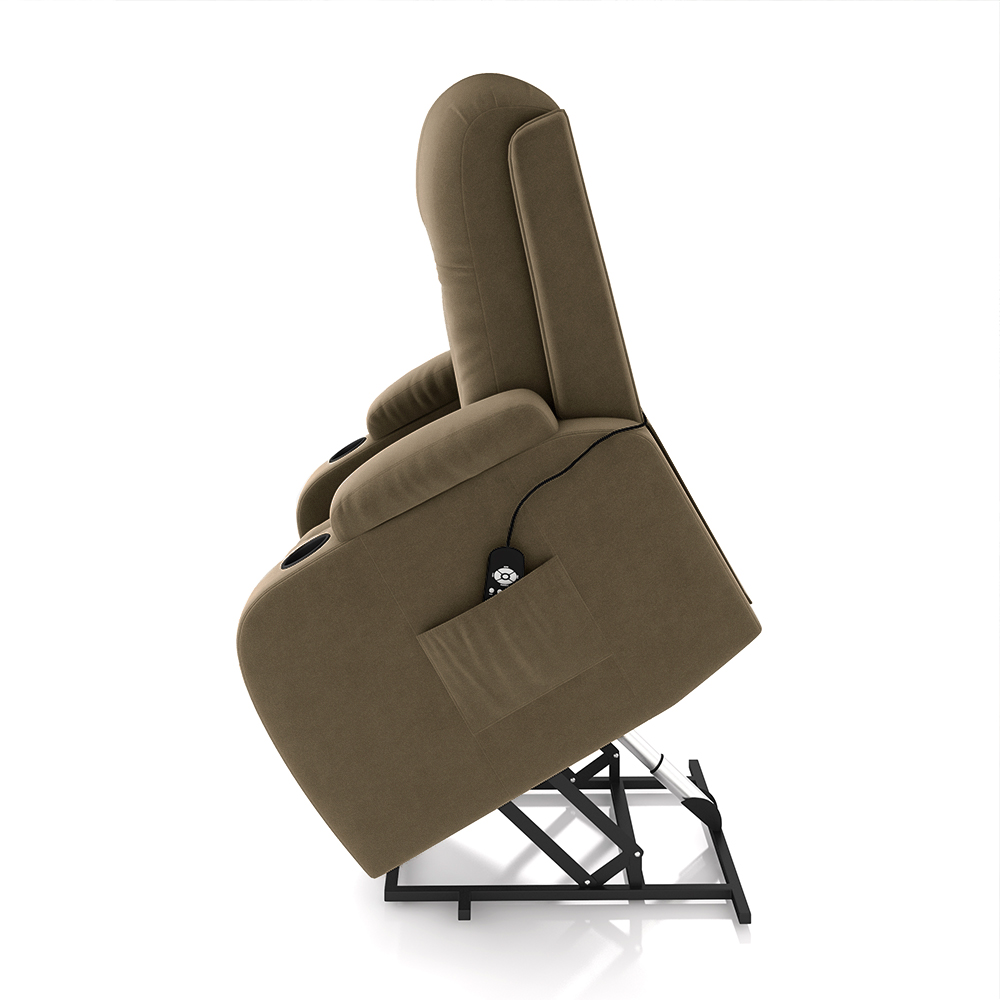 Poltrona do Papai Reclinável Sala de Cinema Crihs LIFT com Massagem e Aquecimento Veludo Castor G23 - Gran Belo
