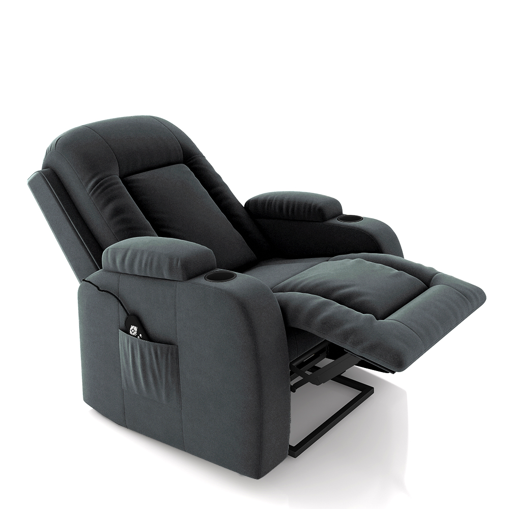 Poltrona do Papai Reclinável Sala de Cinema Crihs LIFT com Massagem e Aquecimento Veludo Cinza G23 - Gran Belo