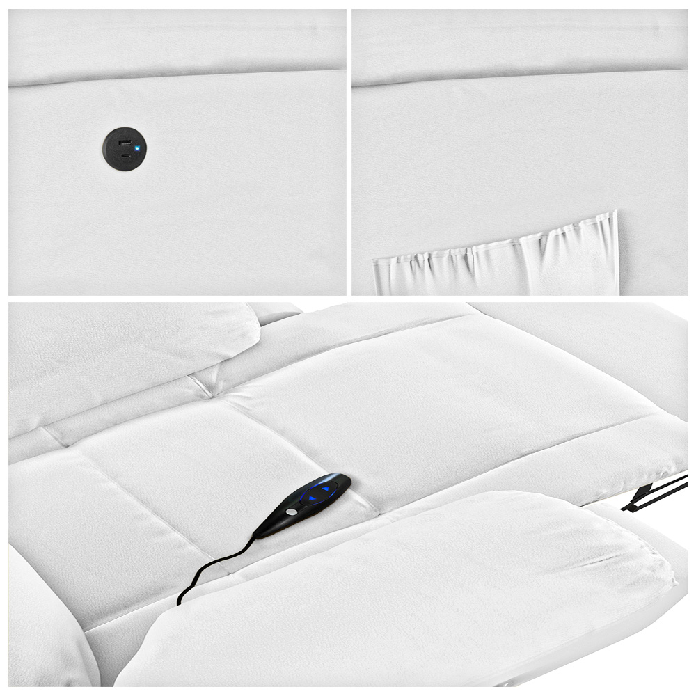 Poltrona do Papai Reclinável Sala de Cinema Madrid Controle Power Elétrico USB PU Branco  G23