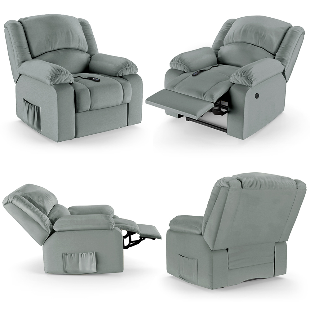 Poltrona do Papai Reclinável Sala de Cinema Madrid Controle Power Elétrico USB PU Cinza  G23